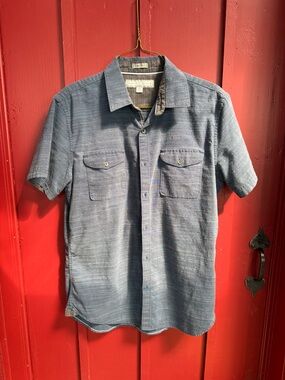 PD&C Men's Slate Blue Short-Sleeve Button-Down Shirt